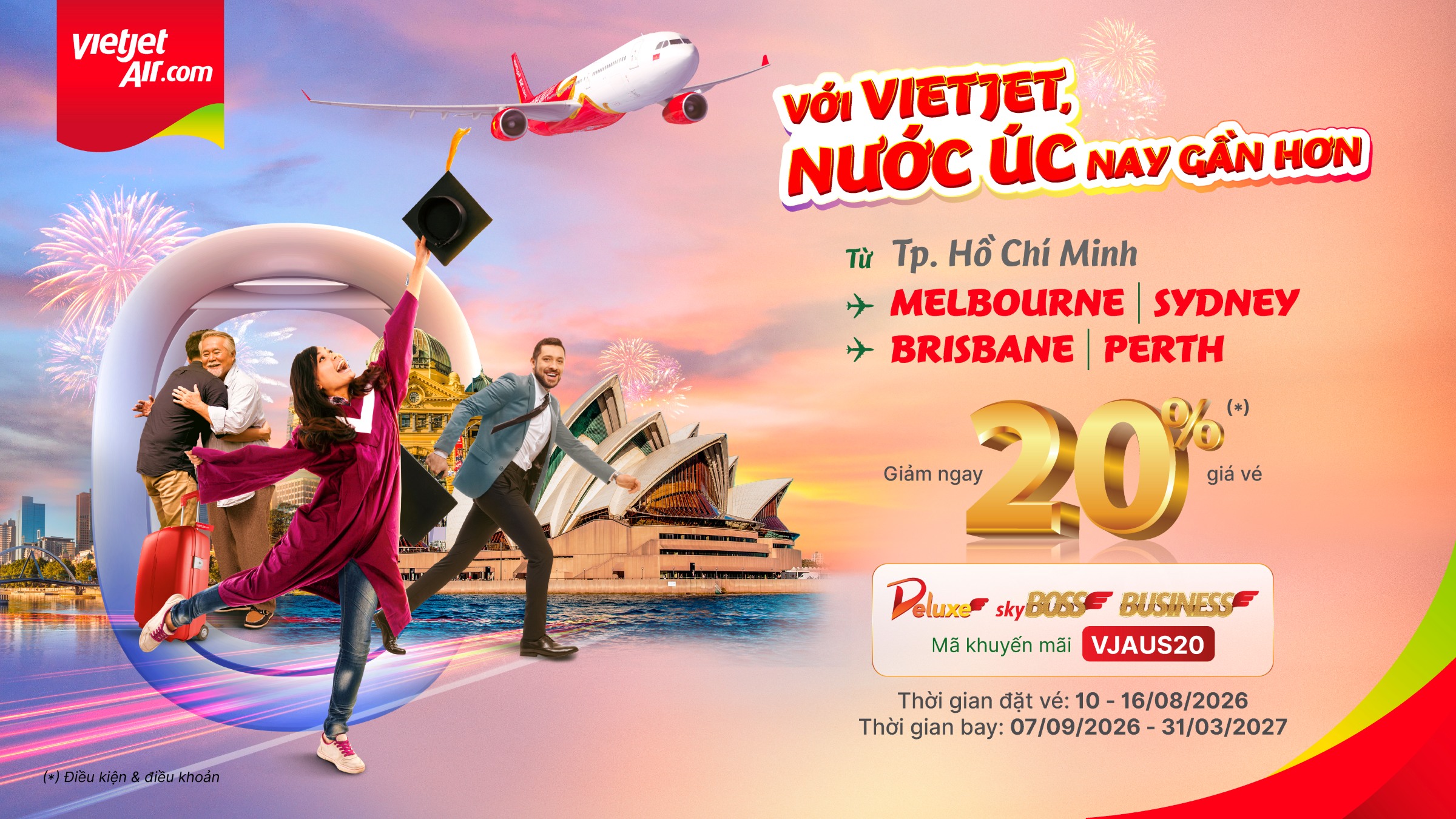 Khám phá sân bay quốc tế mới nhất Australia cùng Vietjet, tiết kiệm đến 20% cho vé Business, SkyBoss, Deluxe
